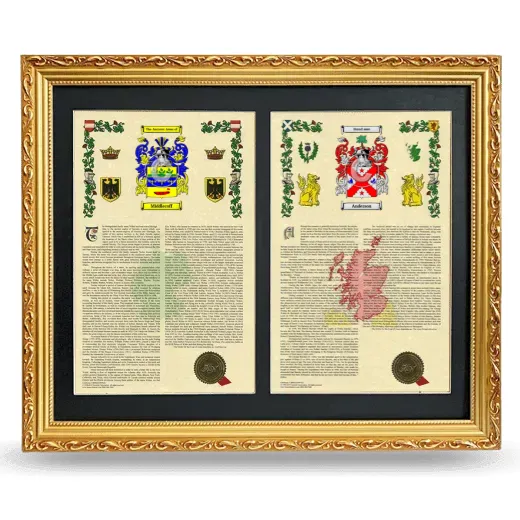 Double Armorial History Framed - Gold