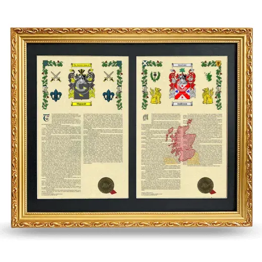 Double Armorial History Framed - Gold
