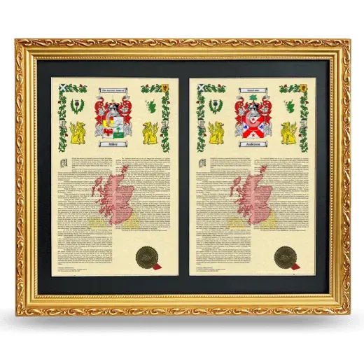 Double Armorial History Framed - Gold