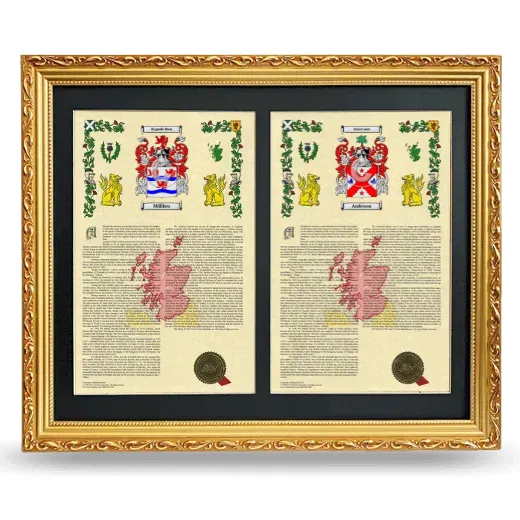 Double Armorial History Framed - Gold