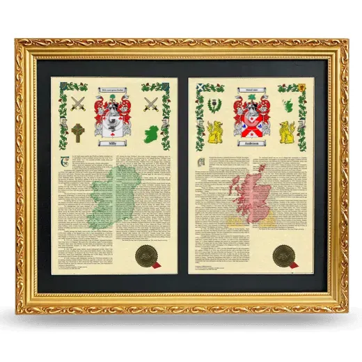 Double Armorial History Framed - Gold