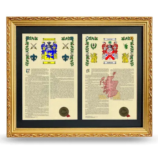 Double Armorial History Framed - Gold