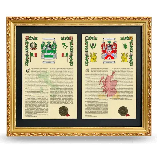 Double Armorial History Framed - Gold
