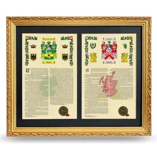 Double Armorial History Framed - Gold