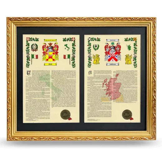 Double Armorial History Framed - Gold