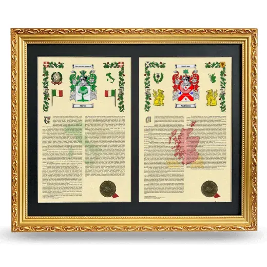 Double Armorial History Framed - Gold