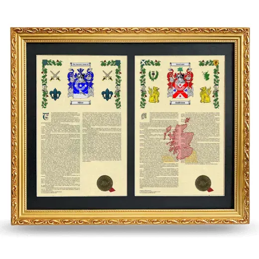 Double Armorial History Framed - Gold