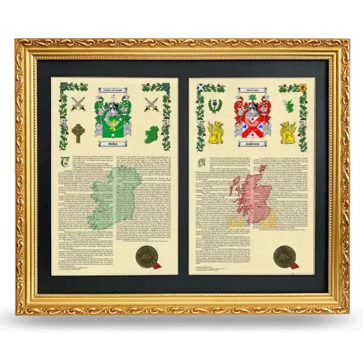 Double Armorial History Framed - Gold