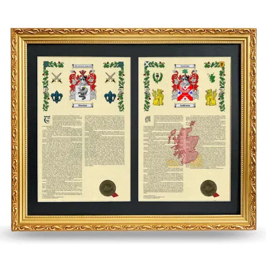 Double Armorial History Framed - Gold