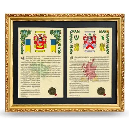 Double Armorial History Framed - Gold
