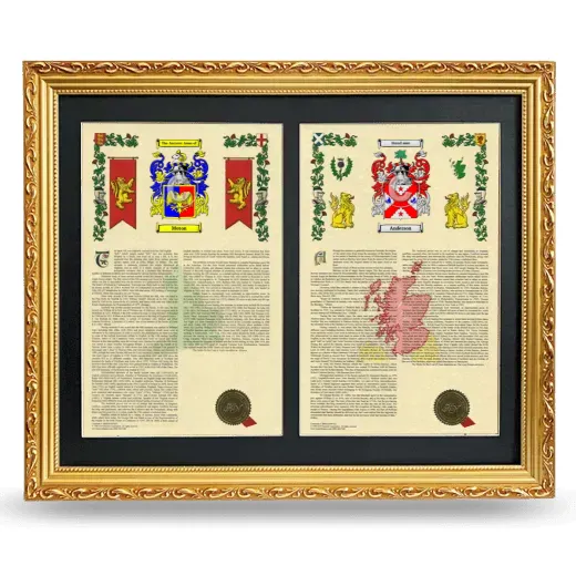 Double Armorial History Framed - Gold