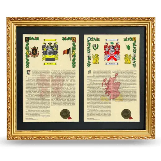 Double Armorial History Framed - Gold
