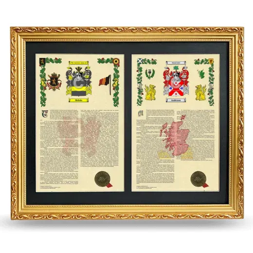 Double Armorial History Framed - Gold