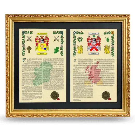 Double Armorial History Framed - Gold