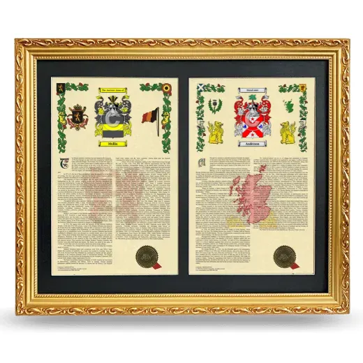 Double Armorial History Framed - Gold