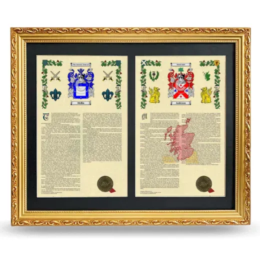 Double Armorial History Framed - Gold