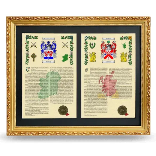 Double Armorial History Framed - Gold