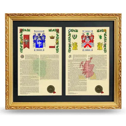 Double Armorial History Framed - Gold