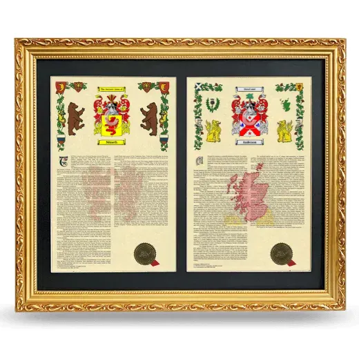 Double Armorial History Framed - Gold