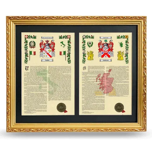 Double Armorial History Framed - Gold