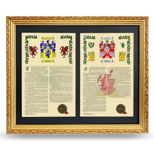 Double Armorial History Framed - Gold
