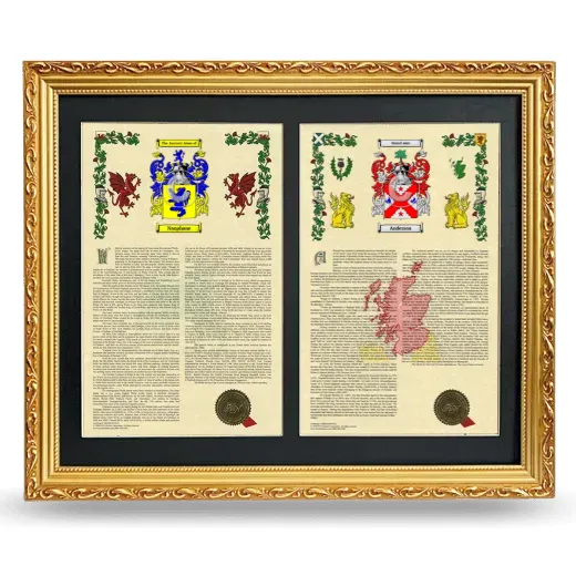 Double Armorial History Framed - Gold