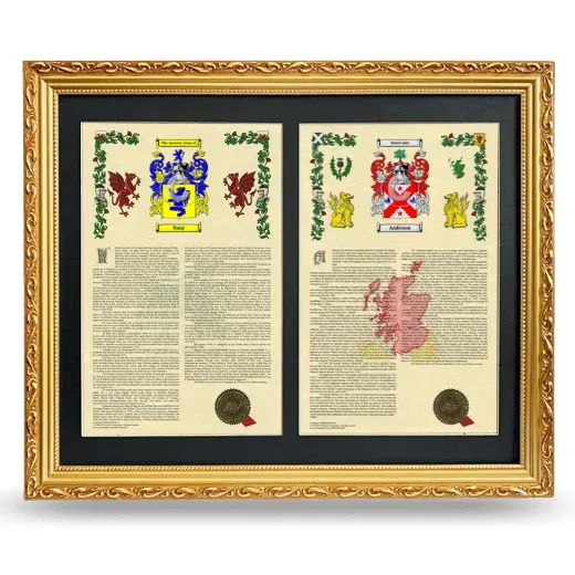 Double Armorial History Framed - Gold