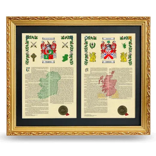 Double Armorial History Framed - Gold