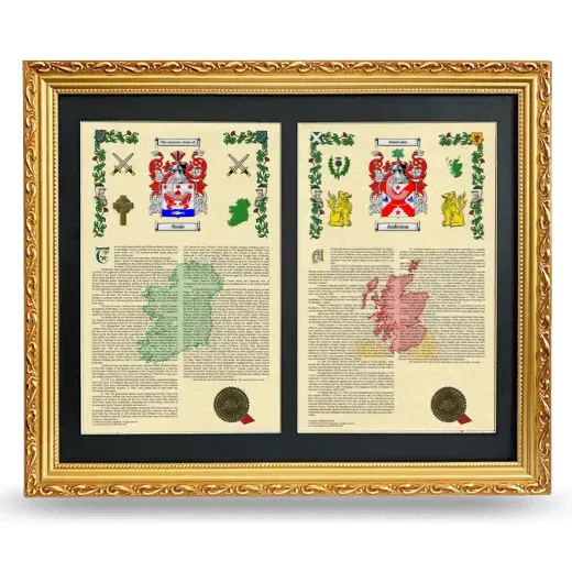 Double Armorial History Framed - Gold