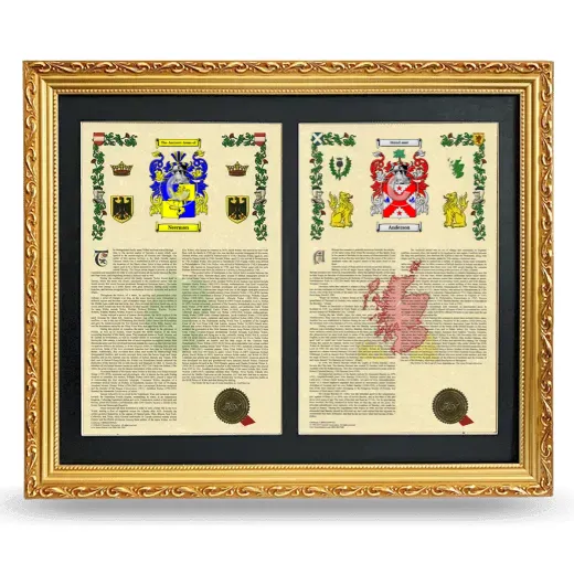 Double Armorial History Framed - Gold