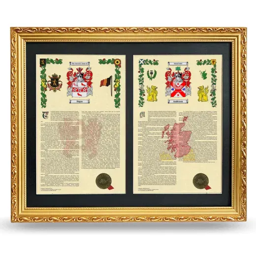 Double Armorial History Framed - Gold
