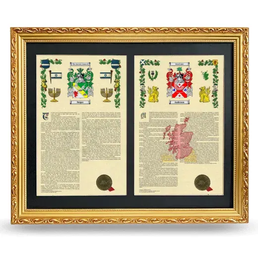 Double Armorial History Framed - Gold