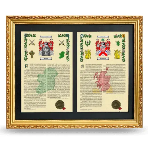 Double Armorial History Framed - Gold