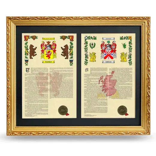 Double Armorial History Framed - Gold