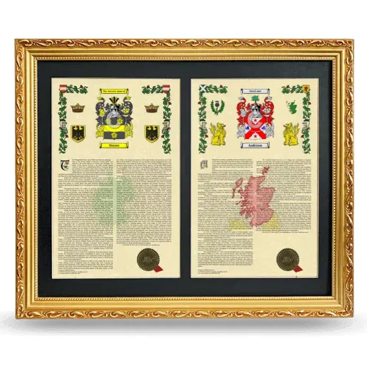 Double Armorial History Framed - Gold