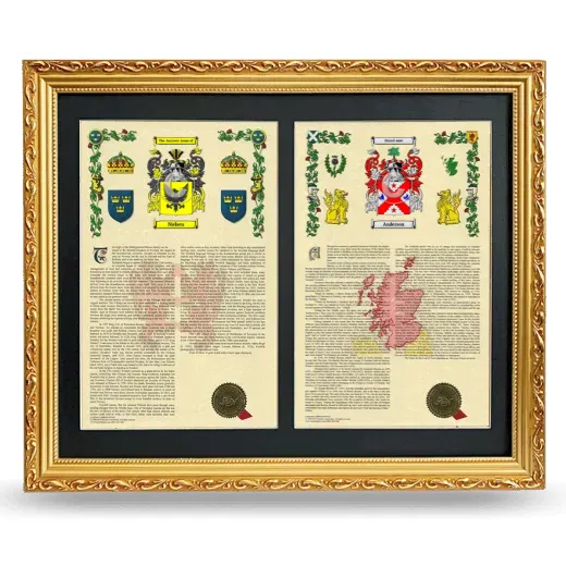 Double Armorial History Framed - Gold