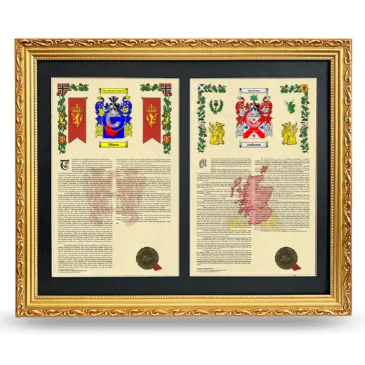 Double Armorial History Framed - Gold