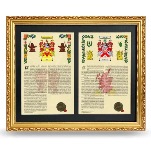 Double Armorial History Framed - Gold