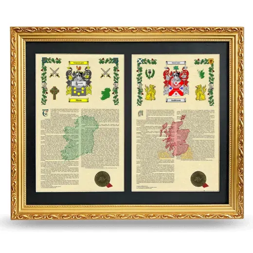 Double Armorial History Framed - Gold
