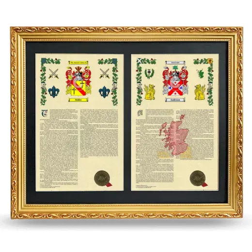 Double Armorial History Framed - Gold