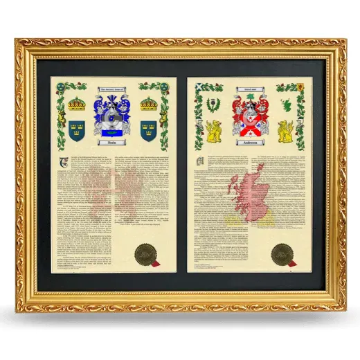 Double Armorial History Framed - Gold