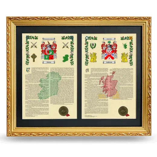 Double Armorial History Framed - Gold