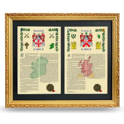 Double Armorial History Framed - Gold