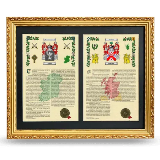 Double Armorial History Framed - Gold