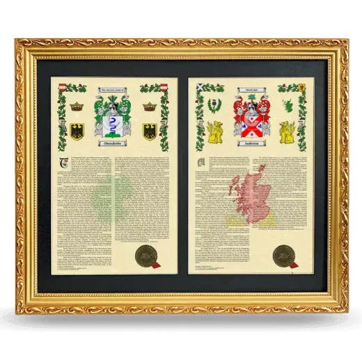 Double Armorial History Framed - Gold