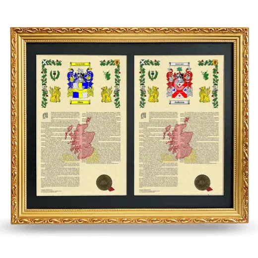 Double Armorial History Framed - Gold