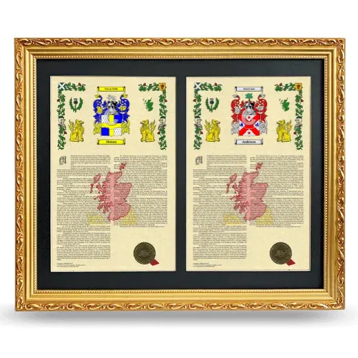 Double Armorial History Framed - Gold
