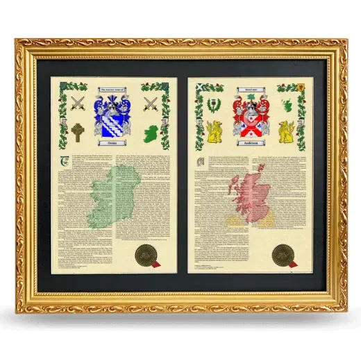 Double Armorial History Framed - Gold