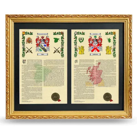 Double Armorial History Framed - Gold