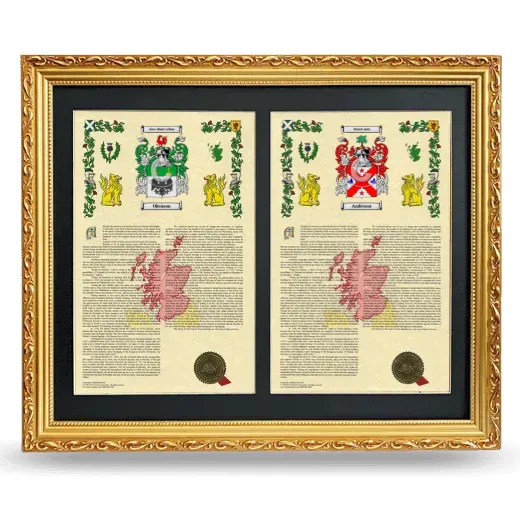 Double Armorial History Framed - Gold